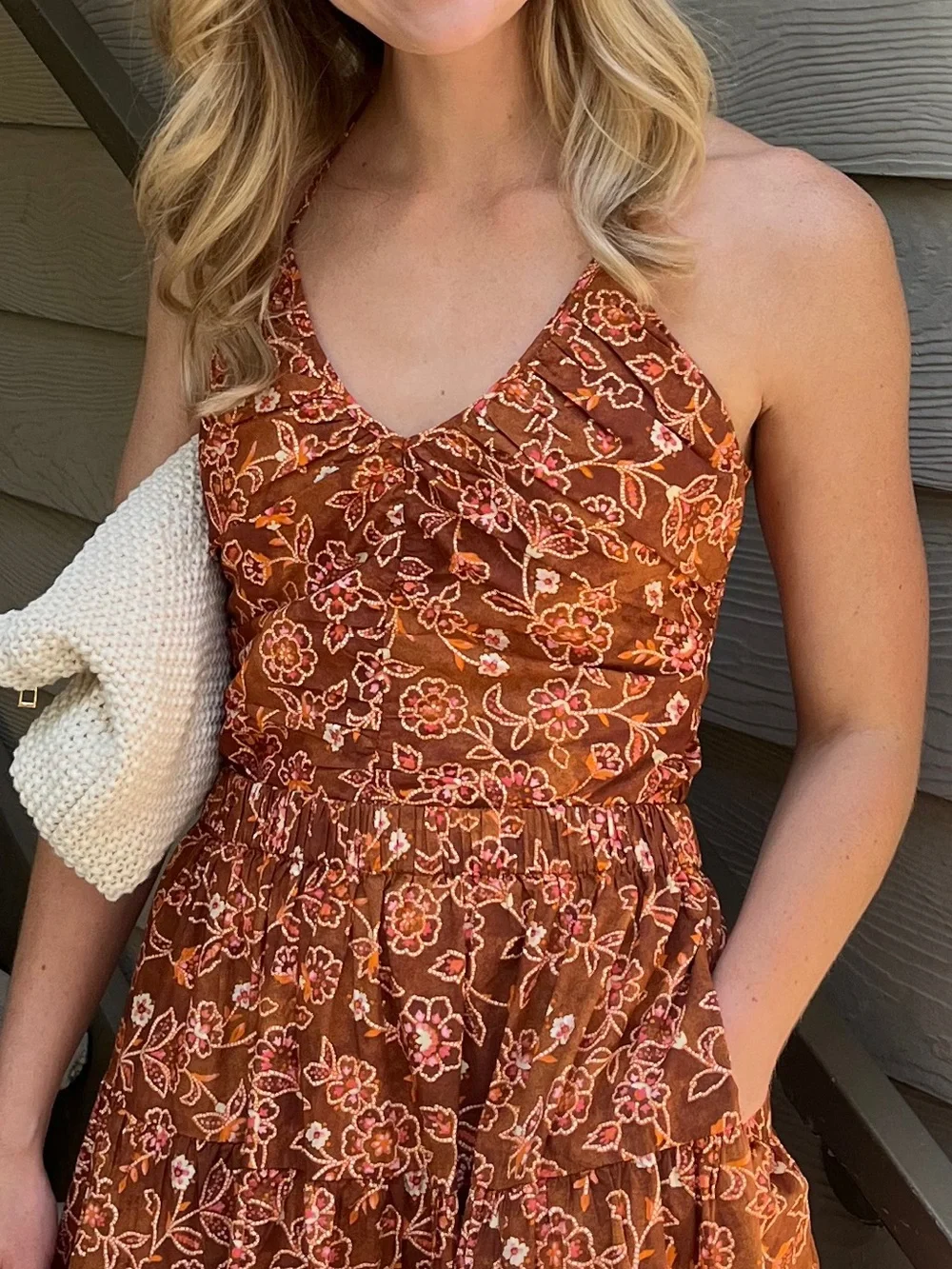 J.Crew Vintage Vines Print V-Neck Halter Top